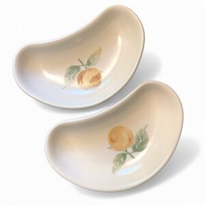 Two Pfaltzgraff Jamberry Crescent Salad Relish Plates - Peach - USA